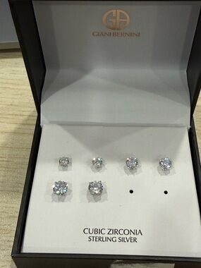 Giani Bernini Sterling Silver Clear Cubic Zirconia Stud Earring Set